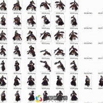 铁扇黑衣武侠人物形象怪物素材