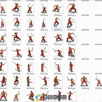 红衣双刀可武侠人物素材