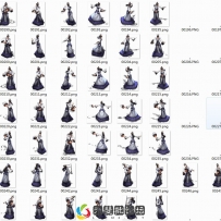 恬静持扇武侠女子形象怪物素材